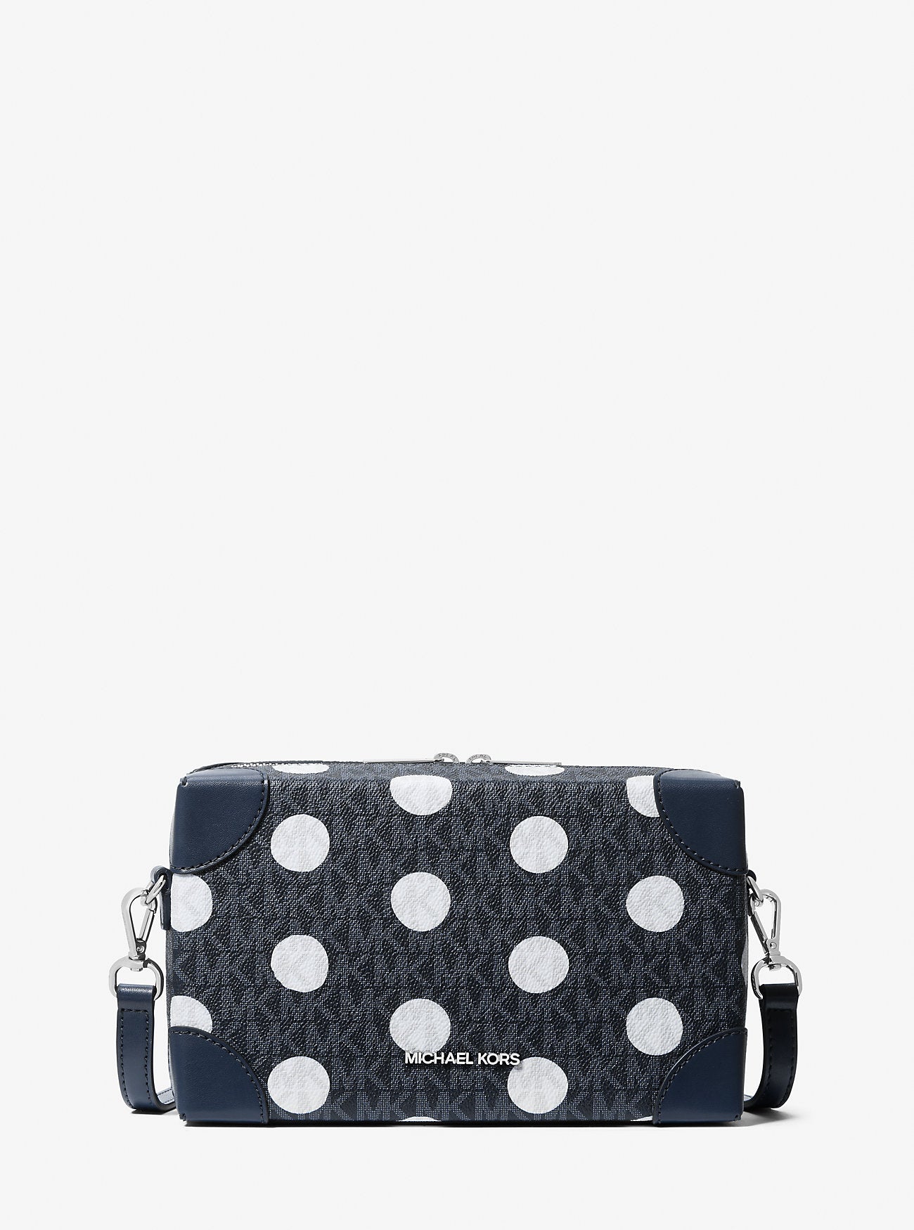 Jeanie Small Polka Dot Signature Logo Trunk Crossbody Bag Navy Navy
