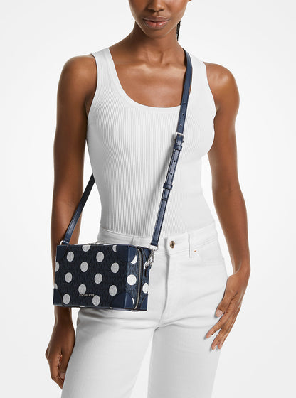 Jeanie Small Polka Dot Signature Logo Trunk Crossbody Bag Navy Navy