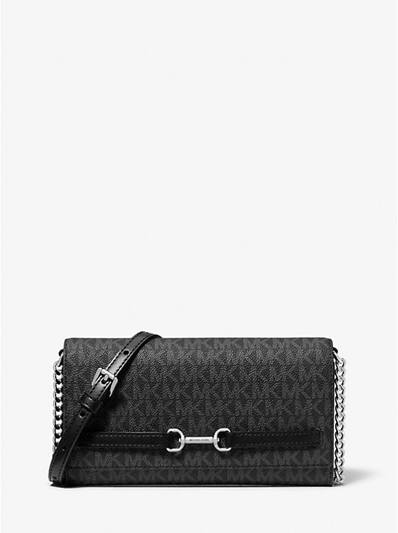 Micheal Kors Carson Large Signature Logo Convertible Crossbody Bag Black