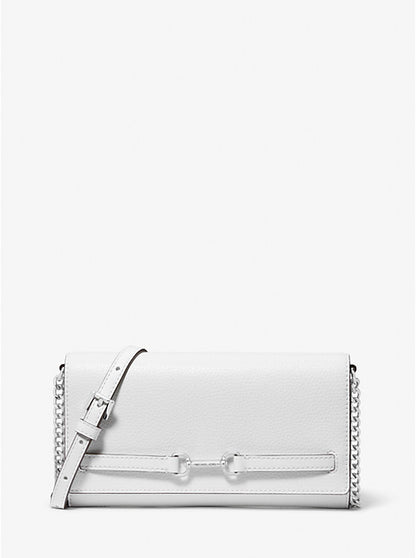 Micheal Kors Carson Large Pebbled Leather Convertible Crossbody Bag Optic White