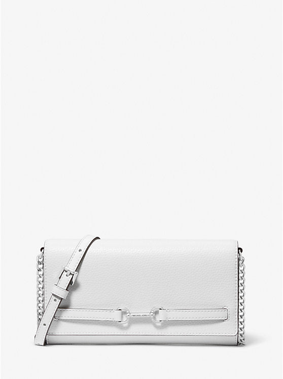 Micheal Kors Carson Large Pebbled Leather Convertible Crossbody Bag Optic White