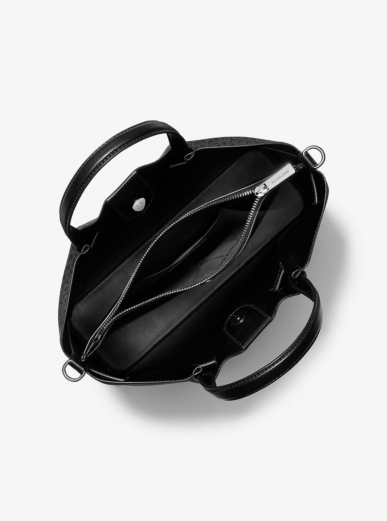 Carson Medium Signature Logo Satchel Black Black