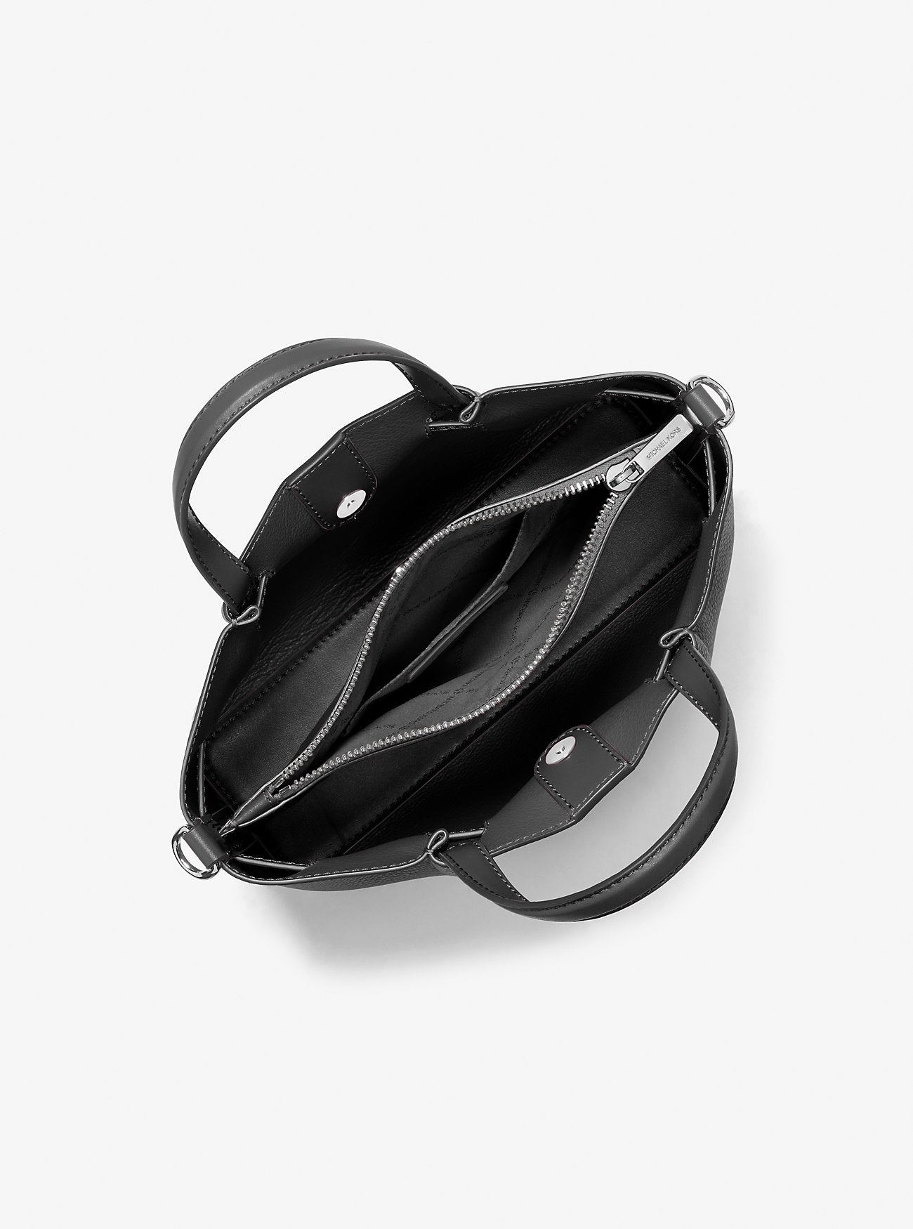 Carson Small Pebbled Leather Satchel Black Black