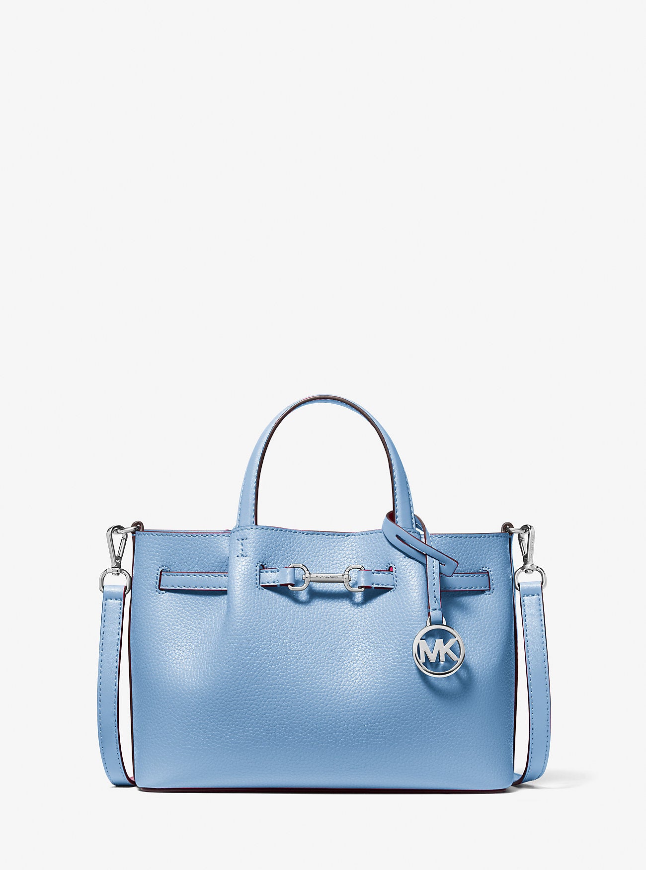 Carson Small Pebbled Leather Satchel Light Sky Light Sky