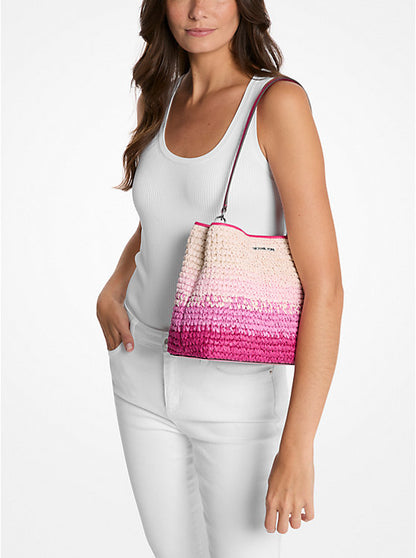 Pratt Medium Ombr Straw Shoulder Bag Black