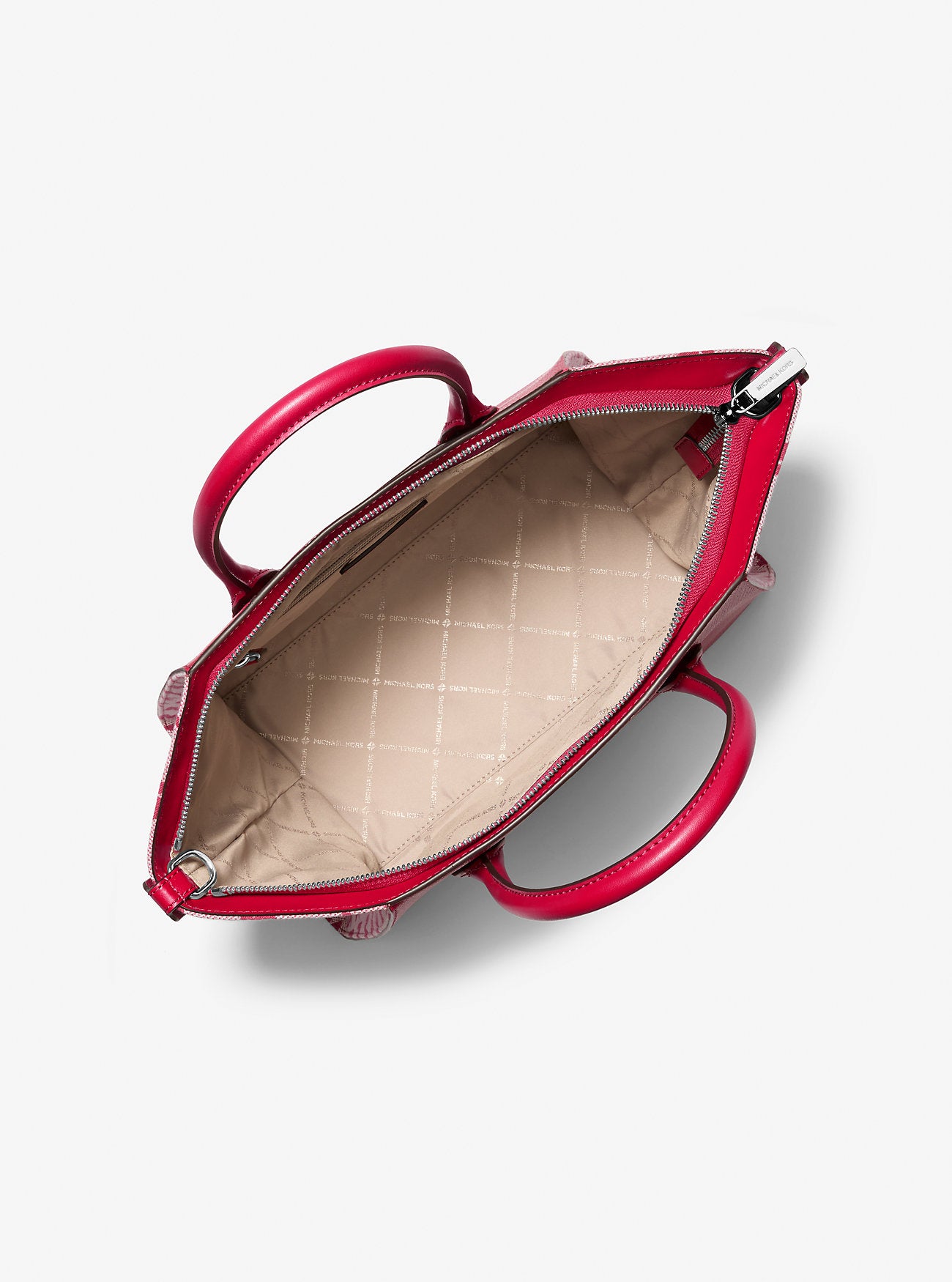 Avril Large Leather and Logo Jacquard Satchel Dk Raspberry Dk Raspberry
