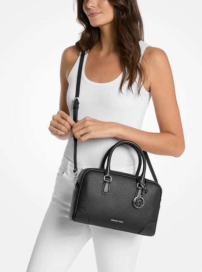 Thompson Medium Pebbled Leather Satchel Black Black