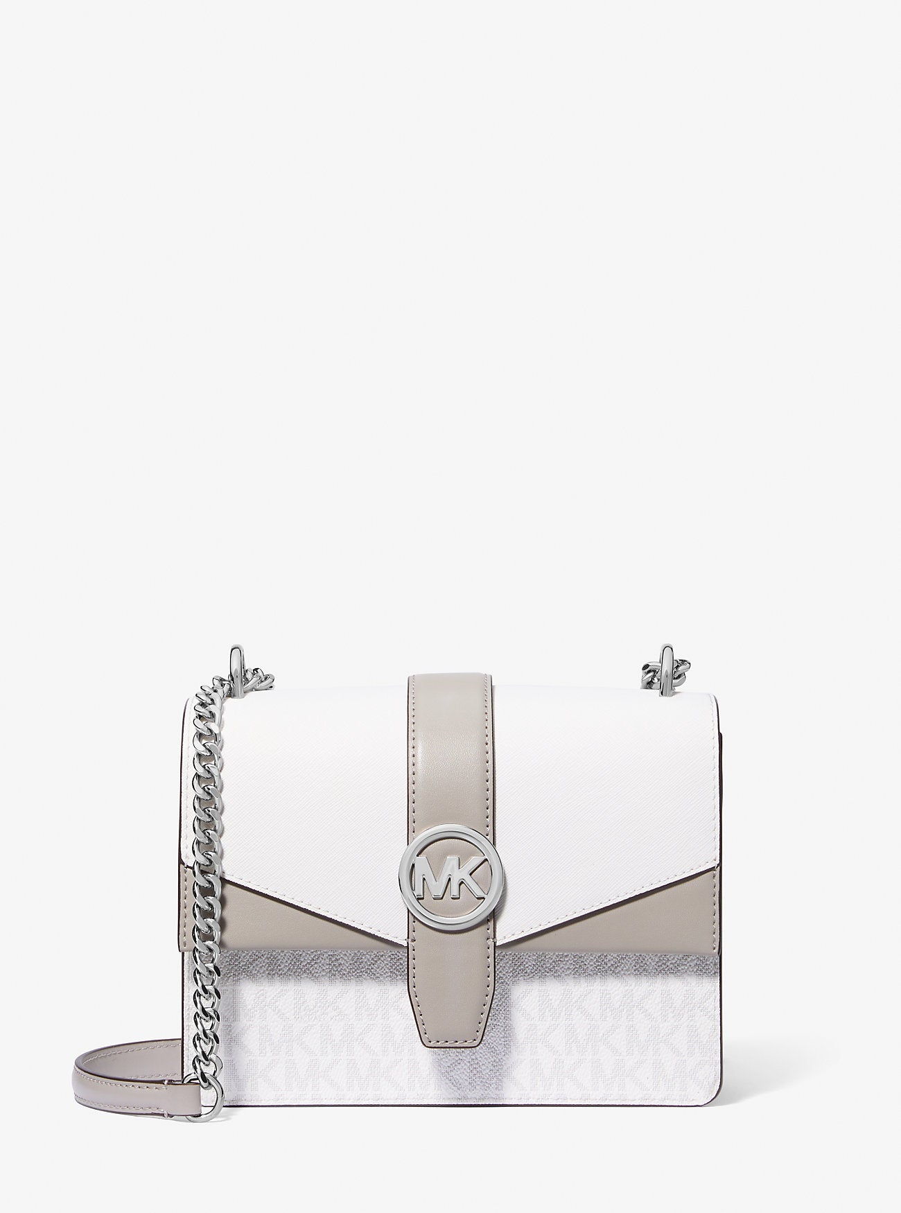 Greenwich Small Color-Block Signature Logo Crossbody Bag Optic White Optic White