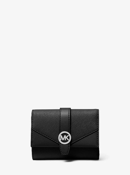 Greenwich Medium Leather Trifold Wallet Black Black