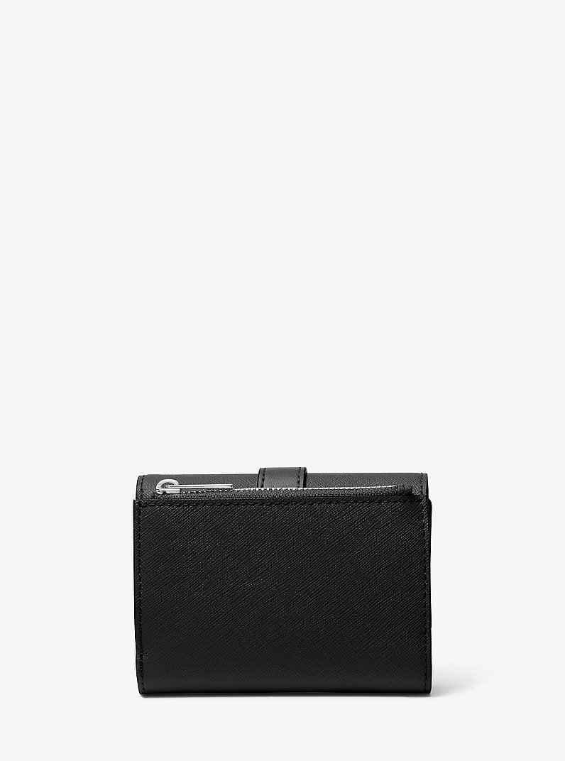 Greenwich Medium Leather Trifold Wallet Black Black