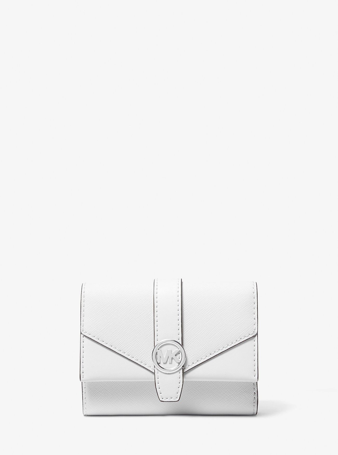 Greenwich Medium Leather Trifold Wallet Optic White Optic White
