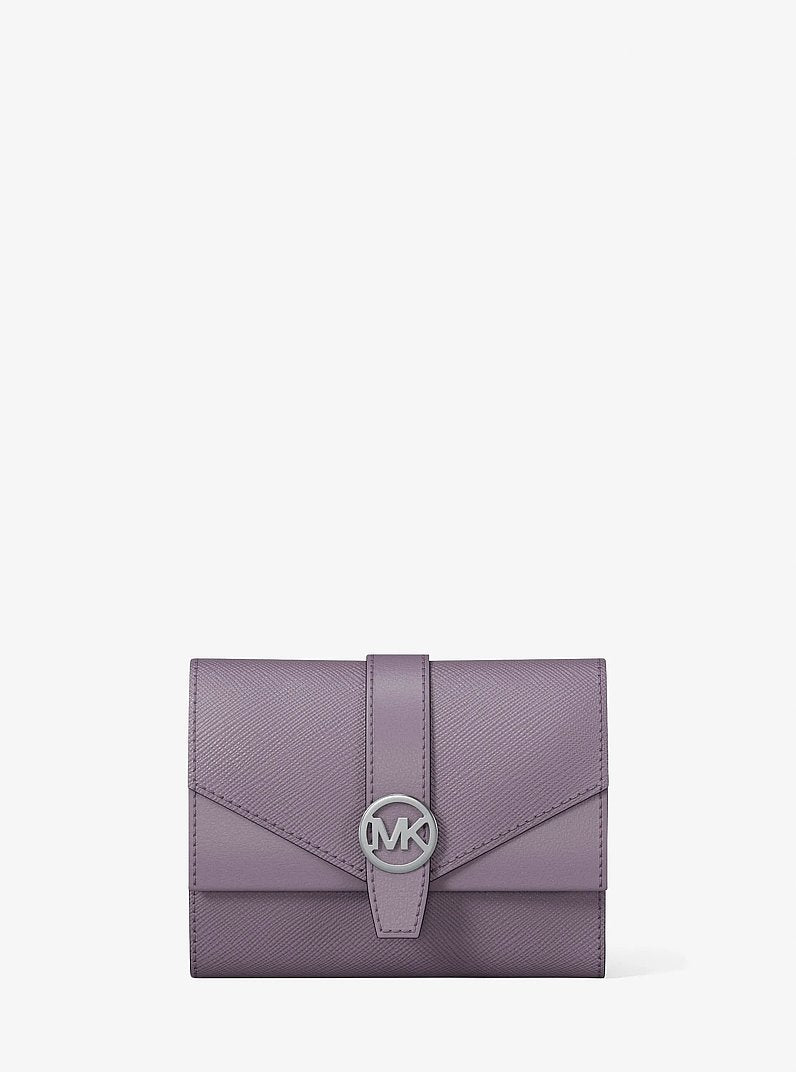 Greenwich Medium Leather Trifold Wallet Lilac Lilac