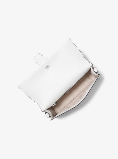 Greenwich Medium Saffiano Leather Convertible Shoulder Bag Optic White Optic White