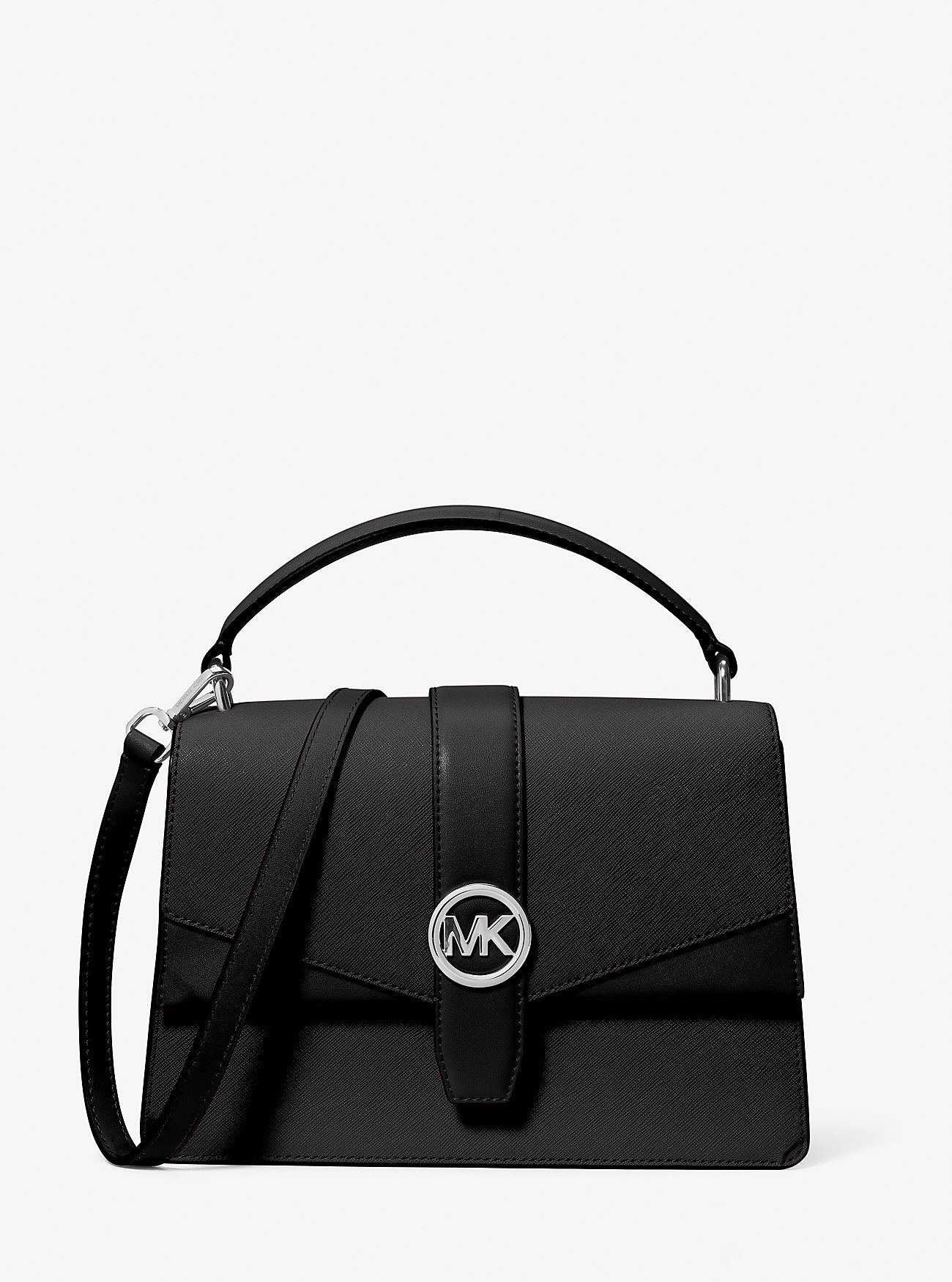 Greenwich Medium Saffiano Leather Satchel Black Black