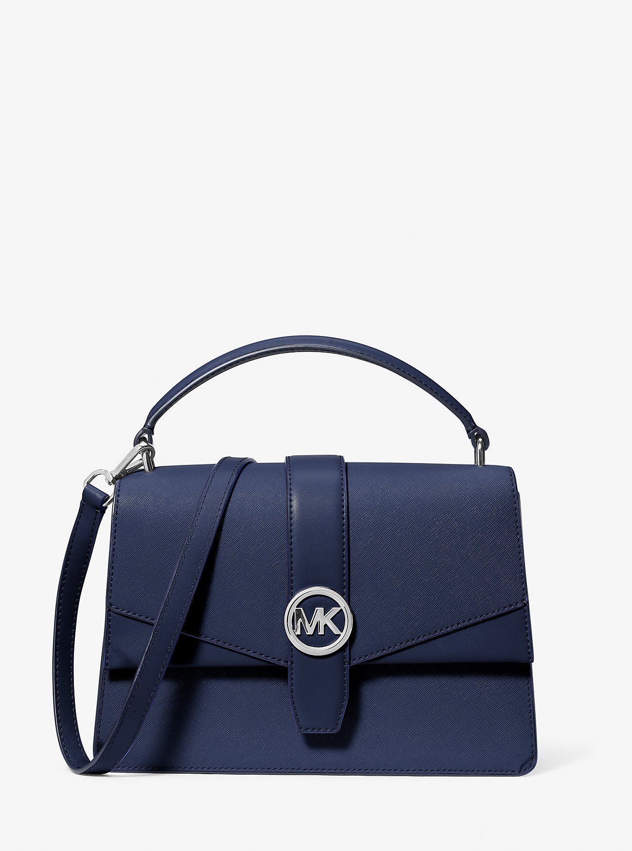 Greenwich Medium Saffiano Leather Satchel Navy Navy