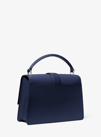 Greenwich Medium Saffiano Leather Satchel Navy Navy