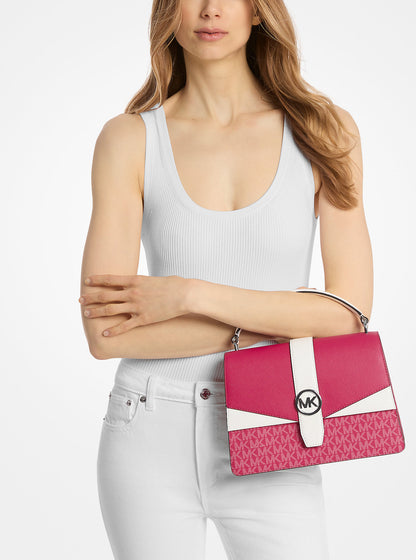 Greenwich Medium Color-Block and Signature Logo Satchel Dark Raspberry Multi Dark Raspberry Multi