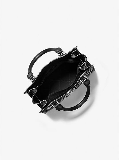 Hamilton Small Zebra Print Calf Hair Satchel Black