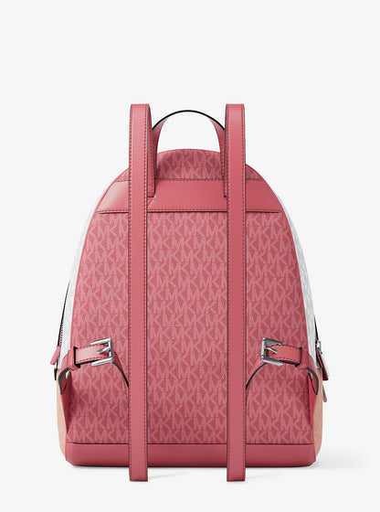 Rhea Medium Color-Block Signature Logo Backpack Hibiscus Hibiscus