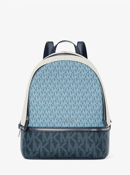 Rhea Medium Color-Block Signature Logo Backpack Denim Multi Denim Multi