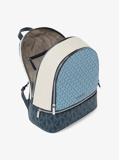 Rhea Medium Color-Block Signature Logo Backpack Denim Multi Denim Multi