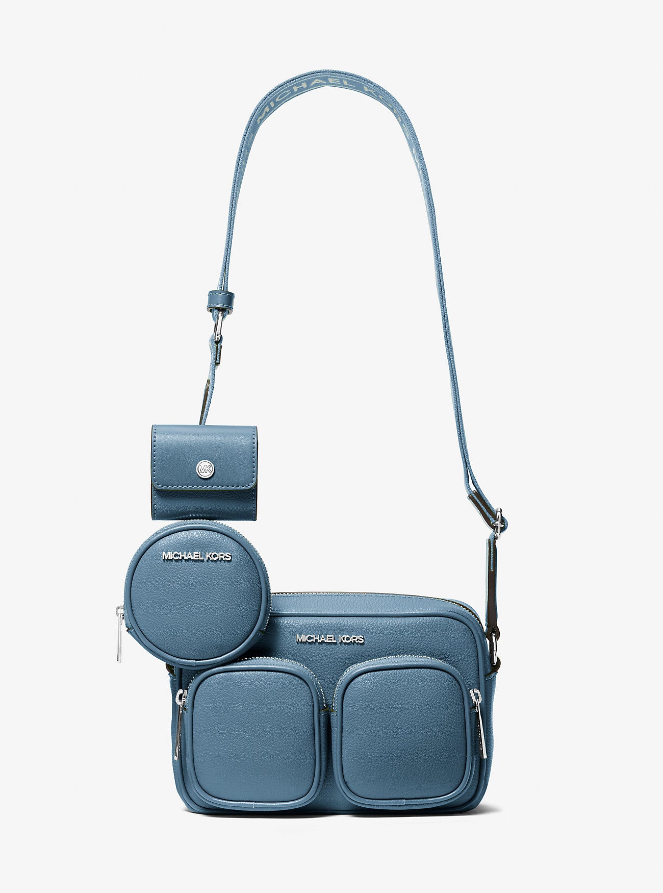Jet Set Leather Medium Crossbody Bag with Case for Apple Airpods Pro® Cornflower Cornflower