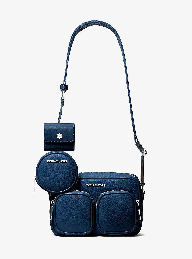 Jet Set Leather Medium Crossbody Bag with Case for Apple Airpods Pro® Navy Navy
