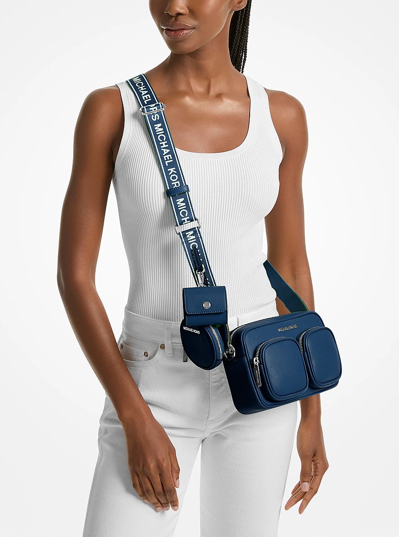 Jet Set Leather Medium Crossbody Bag with Case for Apple Airpods Pro® Navy Navy