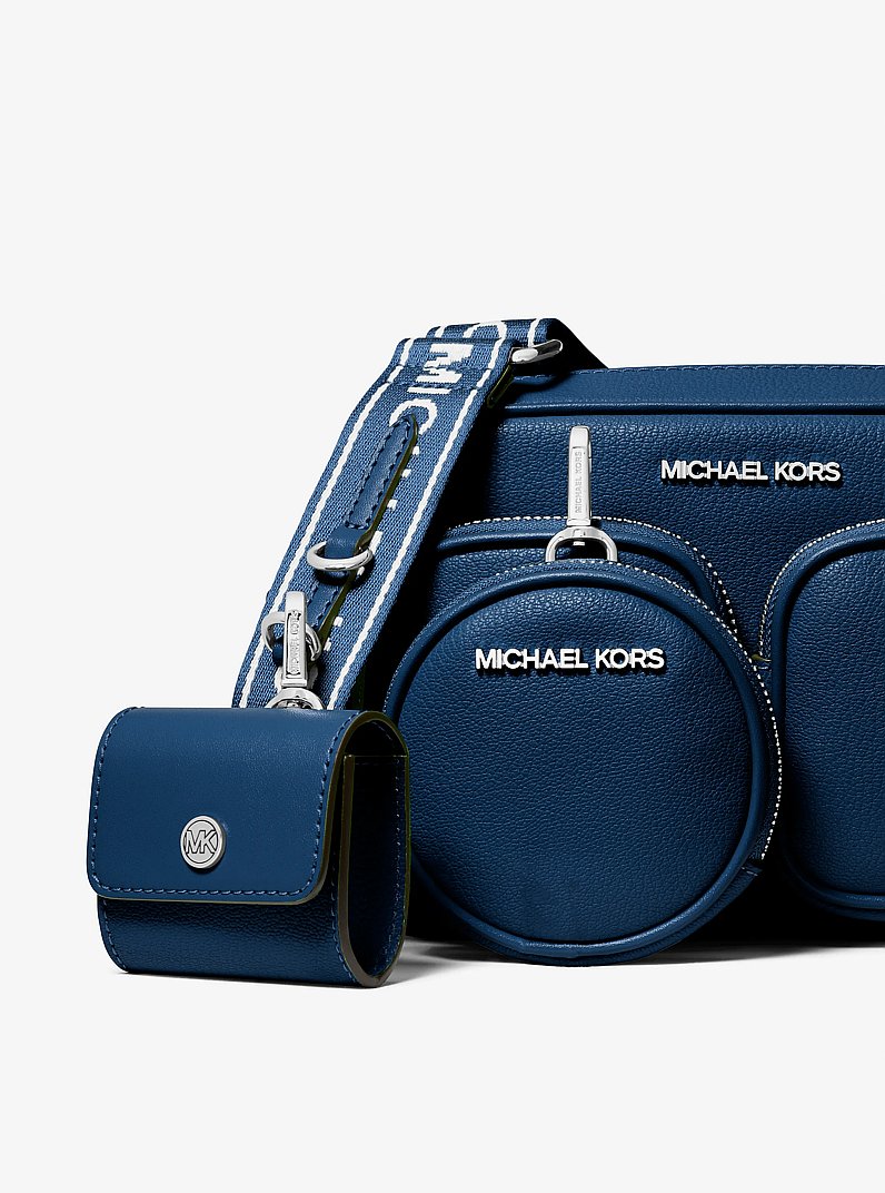 Jet Set Leather Medium Crossbody Bag with Case for Apple Airpods Pro® Navy Navy