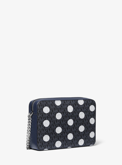 Jet Set Large Polka Dot Signature Logo Crossbody Bag Navy Navy