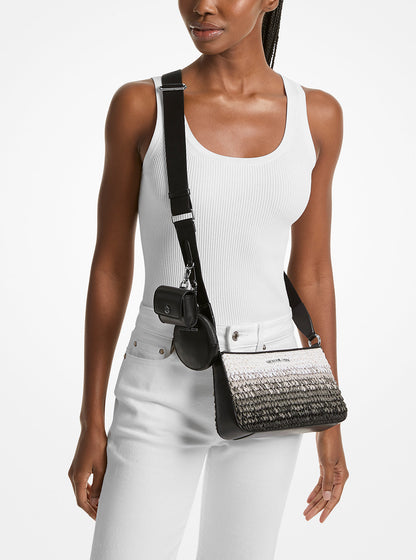 Jet Set Small Ombre Straw Crossbody Bag with Case for Apple Airpods Pro® Black Black