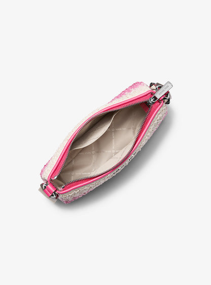 Jet Set Small Ombre Straw Crossbody Bag with Case for Apple Airpods Pro® Dragonfruit Dragonfruit