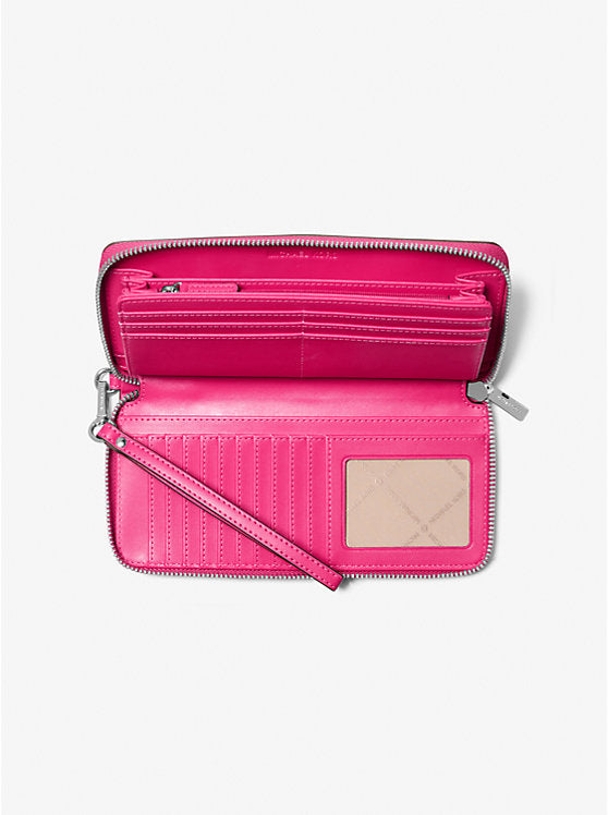 Jet Set Travel Zebra Print Calf Hair Continental Wallet Dragonfruit