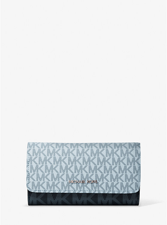 Micheal Kors Jet Set Travel Signature Logo Tri-Fold Wallet Admirl Multi