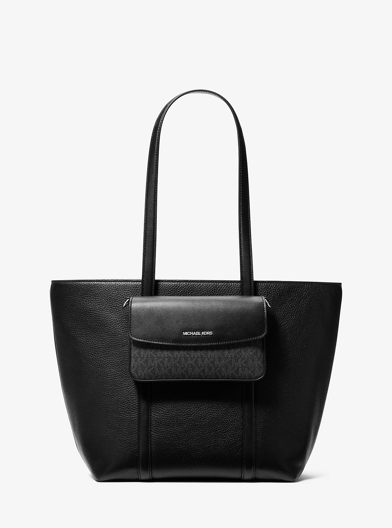 Jet Set Large 2-in-1 Pebbled Leather Tote Bag Black Black