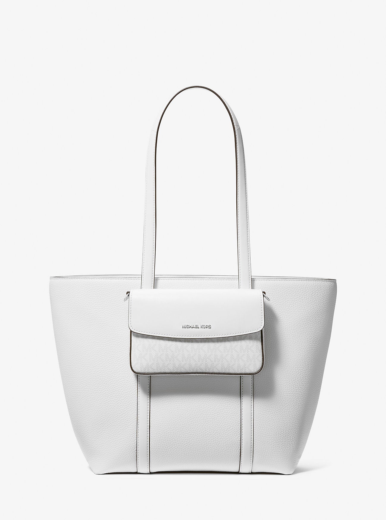 Jet Set Large 2-in-1 Pebbled Leather Tote Bag Optic White Optic White