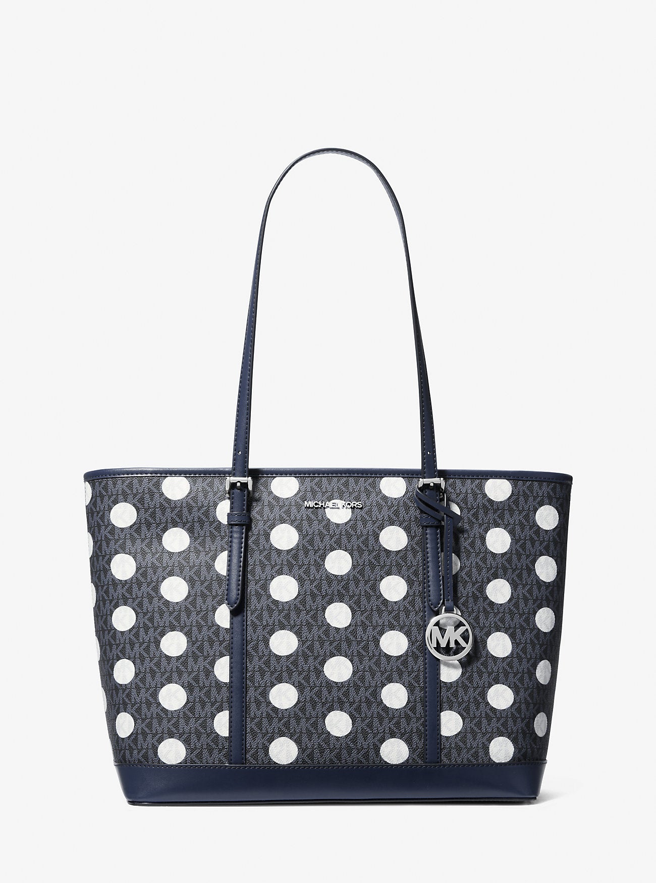 Jet Set Large Polka Dot Signature Logo Tote Bag Navy Navy