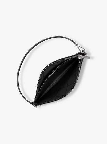 Jet Set Small Pebbled Leather Convertible Wristlet Black Black