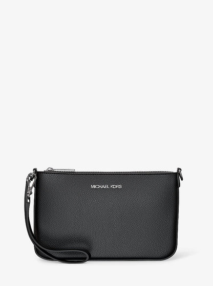 Jet Set Small Pebbled Leather Convertible Wristlet Black Black