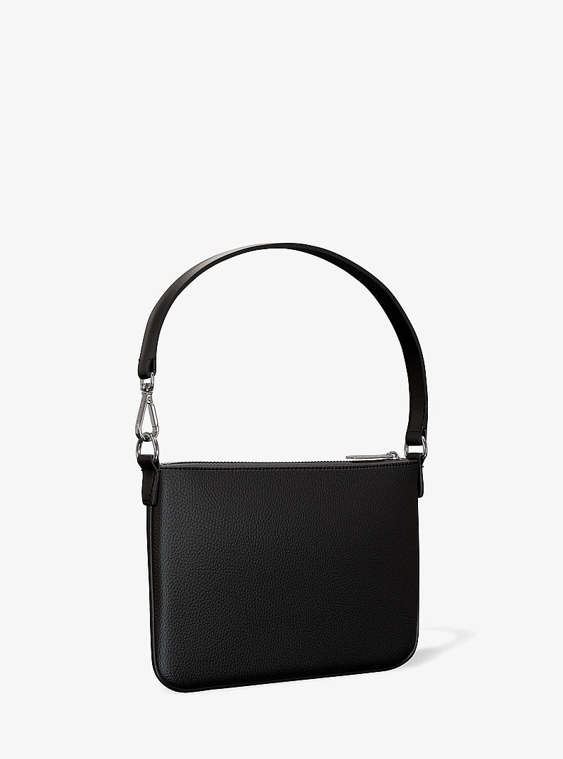 Jet Set Small Pebbled Leather Convertible Wristlet Black Black