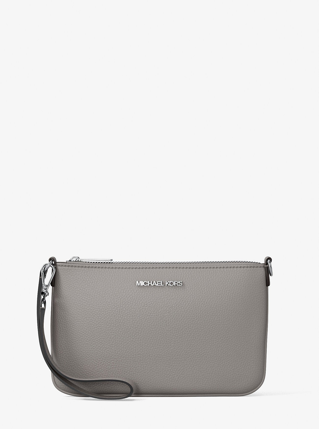 Jet Set Small Pebbled Leather Convertible Wristlet Pearl Grey Pearl Grey