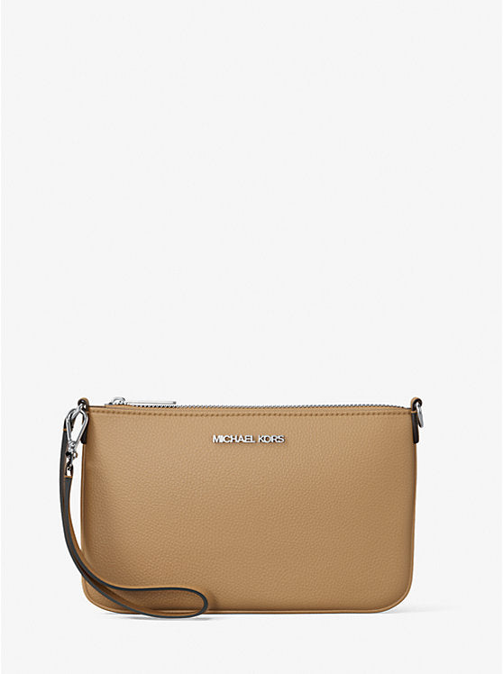 Micheal Kors Jet Set Small Pebbled Leather Convertible Wristlet Peanut
