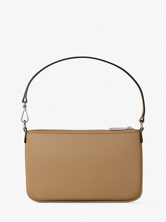 Jet Set Small Pebbled Leather Convertible Wristlet Peanut