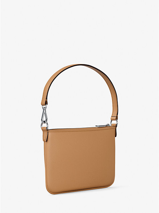 Jet Set Small Pebbled Leather Convertible Wristlet Peanut