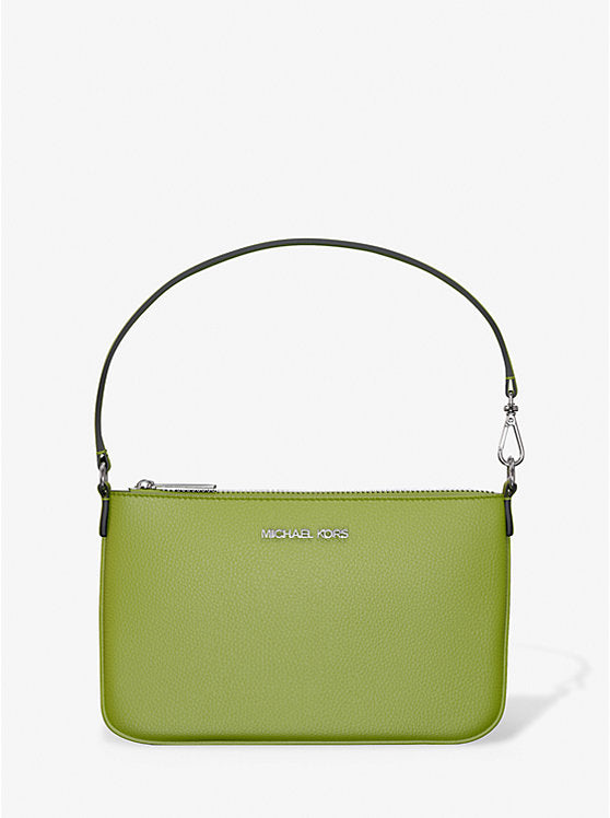 Jet Set Small Pebbled Leather Convertible Wristlet Jungle