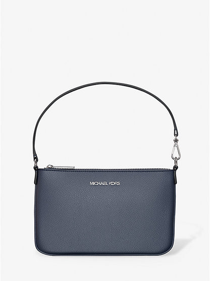 Jet Set Small Pebbled Leather Convertible Wristlet Navy
