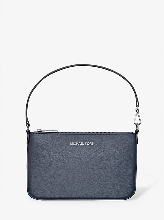 Jet Set Small Pebbled Leather Convertible Wristlet Navy