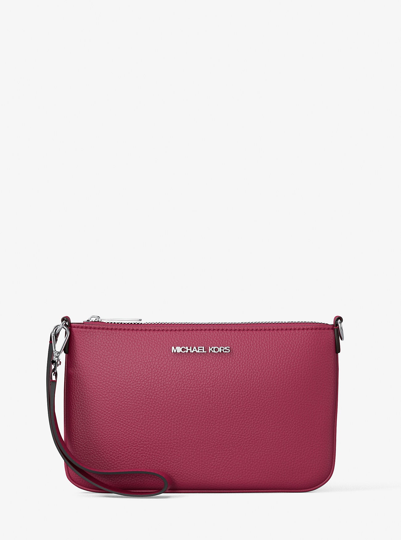 Jet Set Small Pebbled Leather Convertible Wristlet Dk Raspberry Dk Raspberry