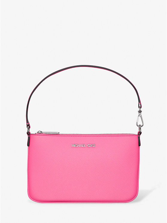 Jet Set Small Pebbled Leather Convertible Wristlet Dragonfruit