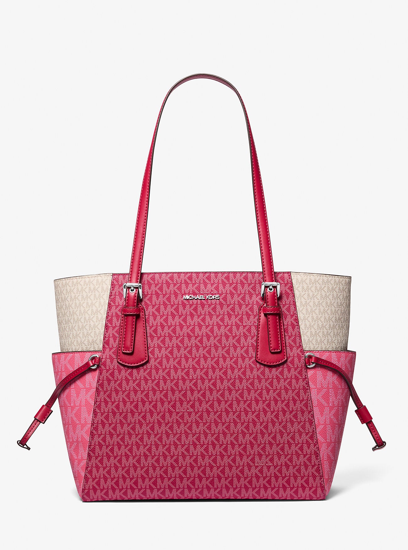 Voyager Large Color-Block Signature Logo Tote Bag Dark Raspberry Multi Dark Raspberry Multi